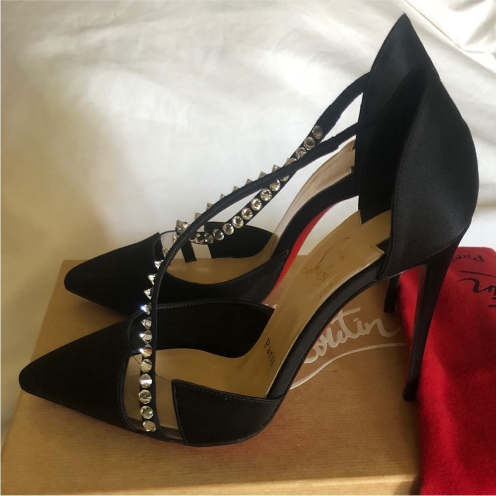 Christian Louboutin Black Heels with Silver Accents - Picture 3 of 8